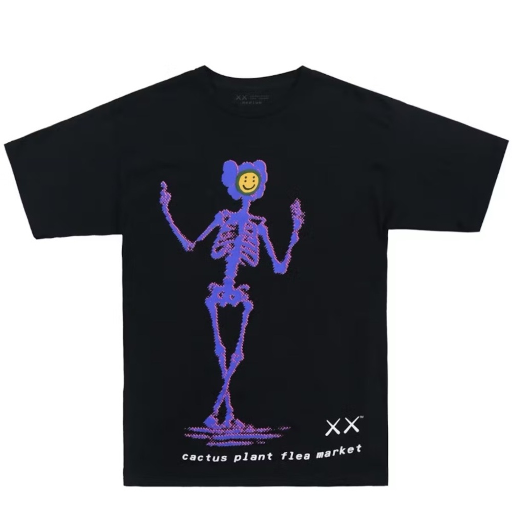 2021 KAWS CPFM CACTUS PLANT FLEA MARKET BLACK/PURPLE SKELETON T-SHIRT S M XL XXL